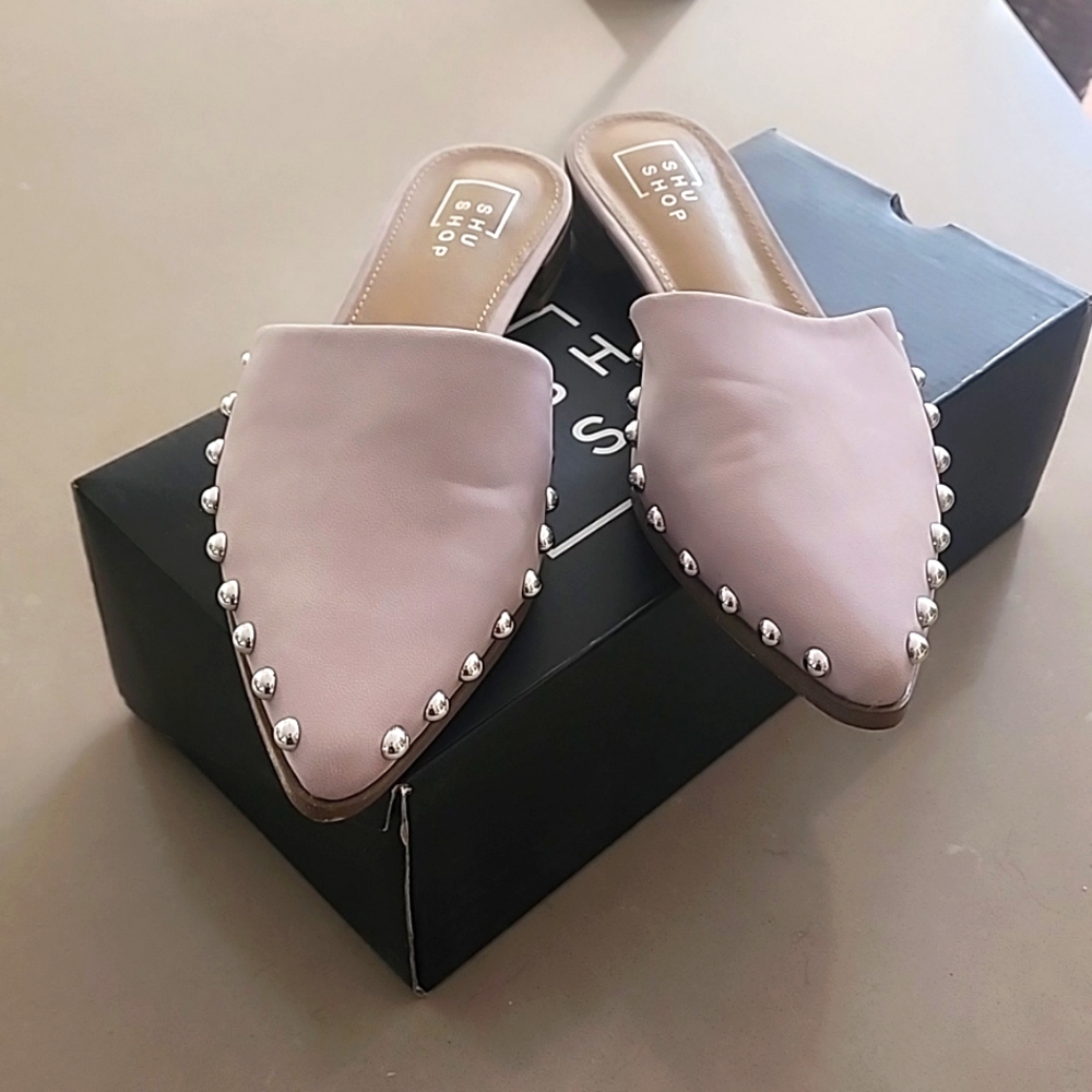 Shu Shop Light Lilac/Silver Mule Slides SZ9
